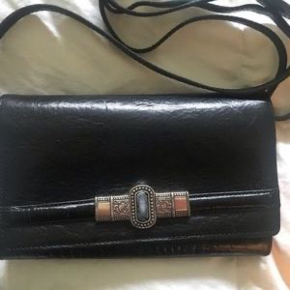 Brighton bag with silver hardware and blue stone